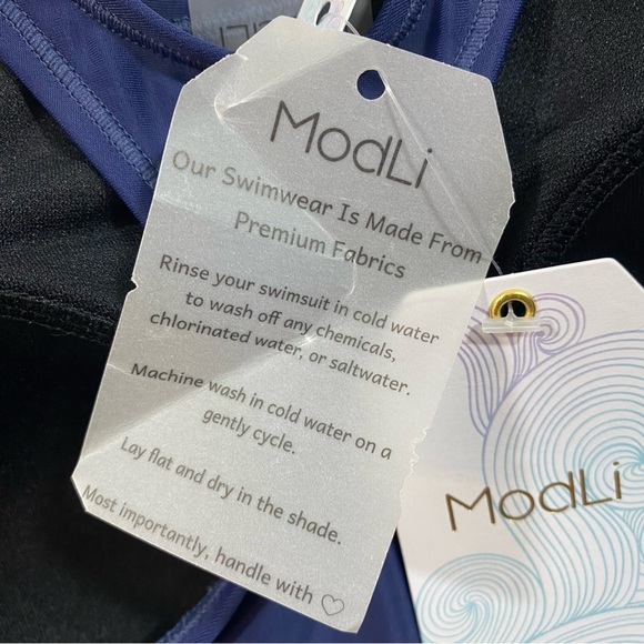 ModLy Swimsuit bikini Top woman’s Small Razorback top athletic top NWT Blue - Picture 2 of 6